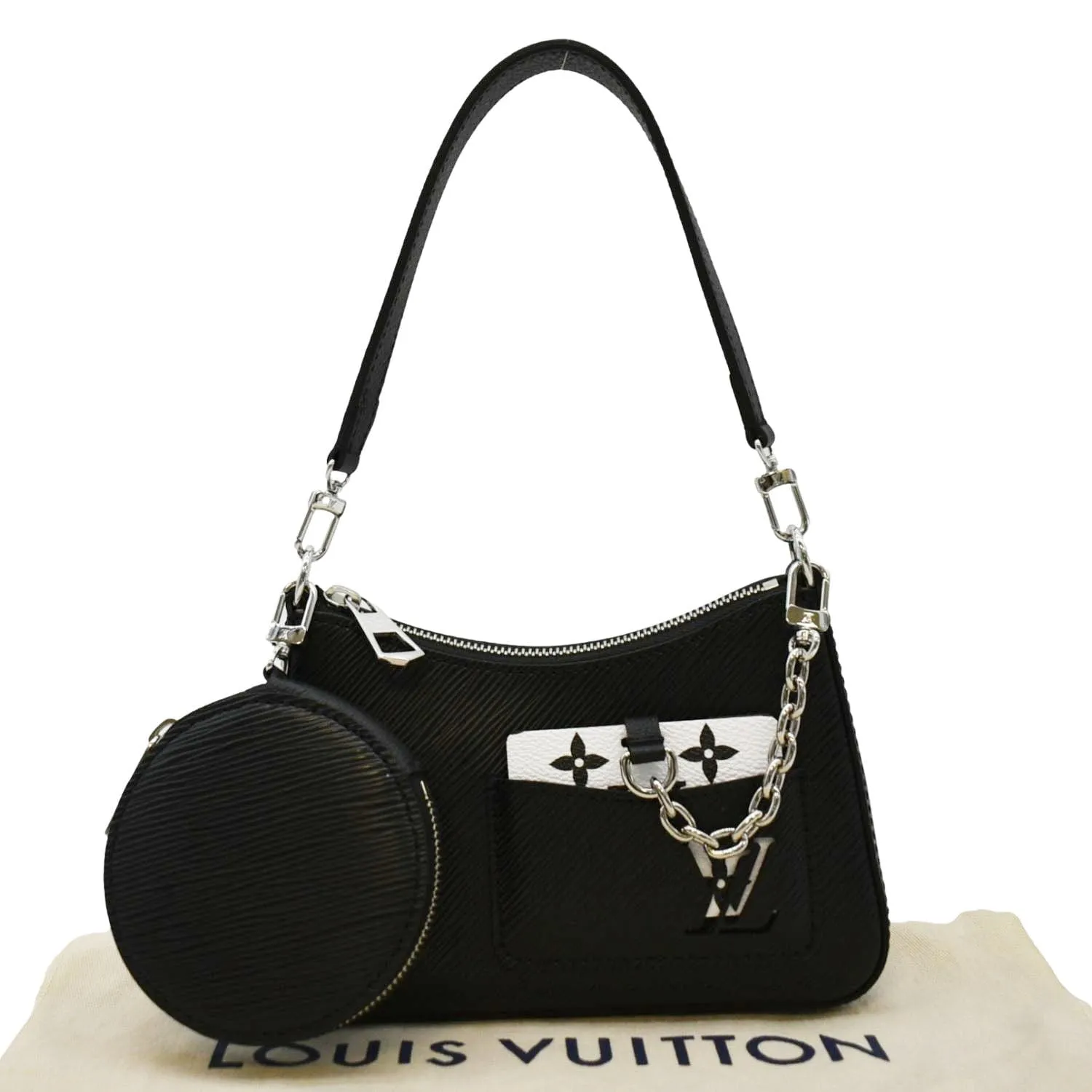 LOUIS VUITTON Marellini Epi Leather Shoulder Bag Black