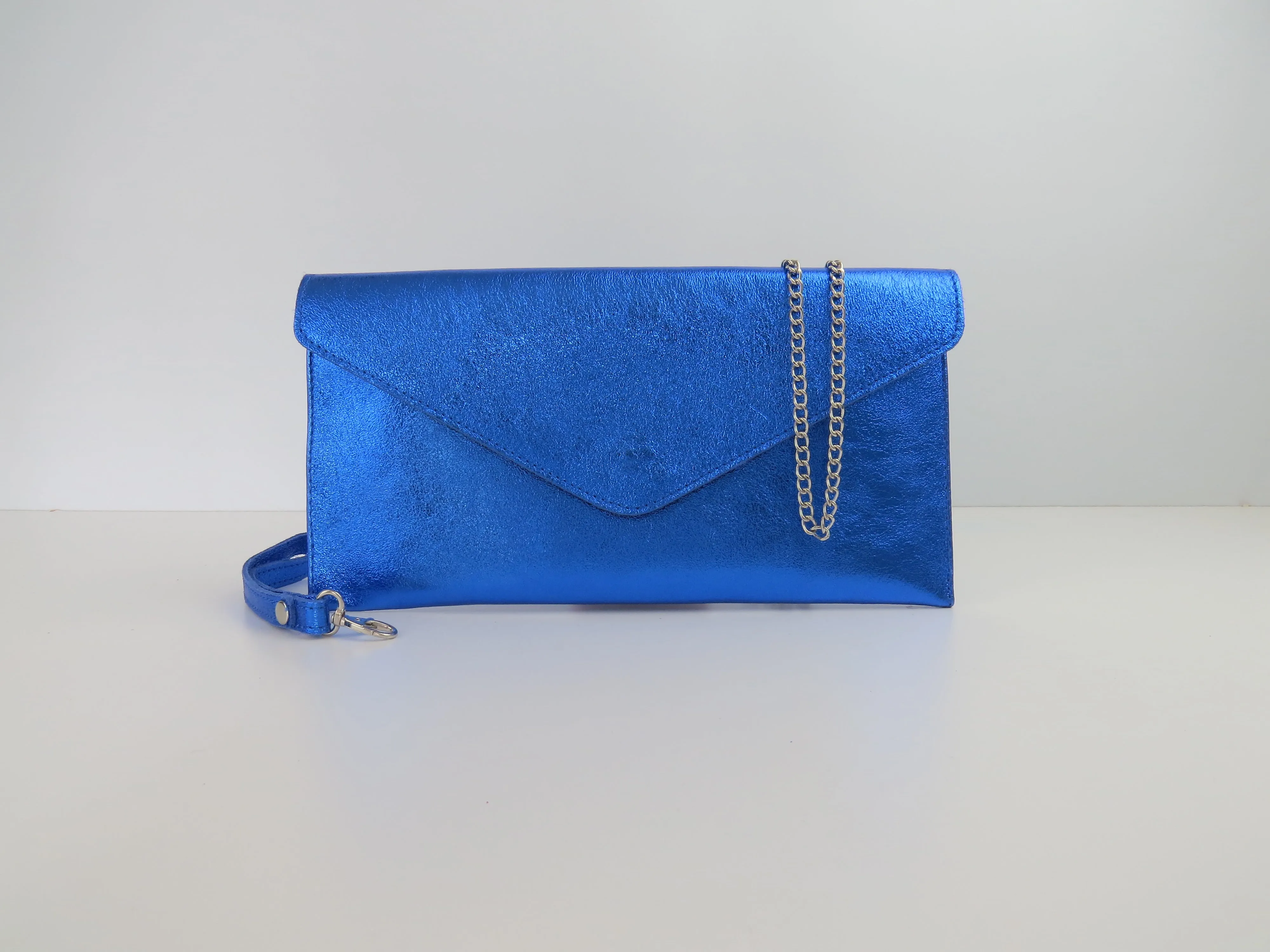 Metallic Royal Blue Envelope Clutch Bag