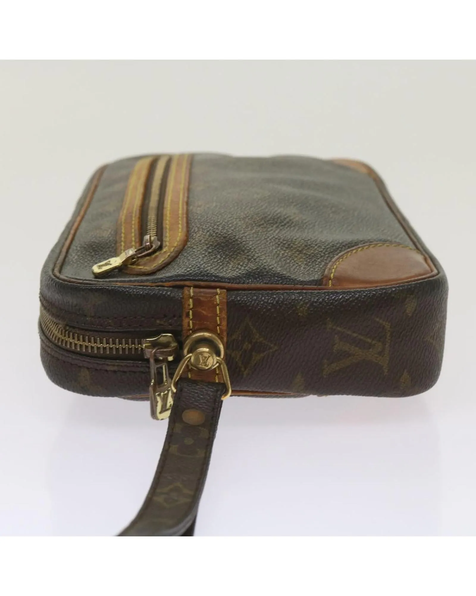 Monogram Leather Clutch with Dragonne Strap