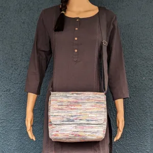 Multicolored Upcycled Handwoven Messenger Bag (MB1224-017) PS_W