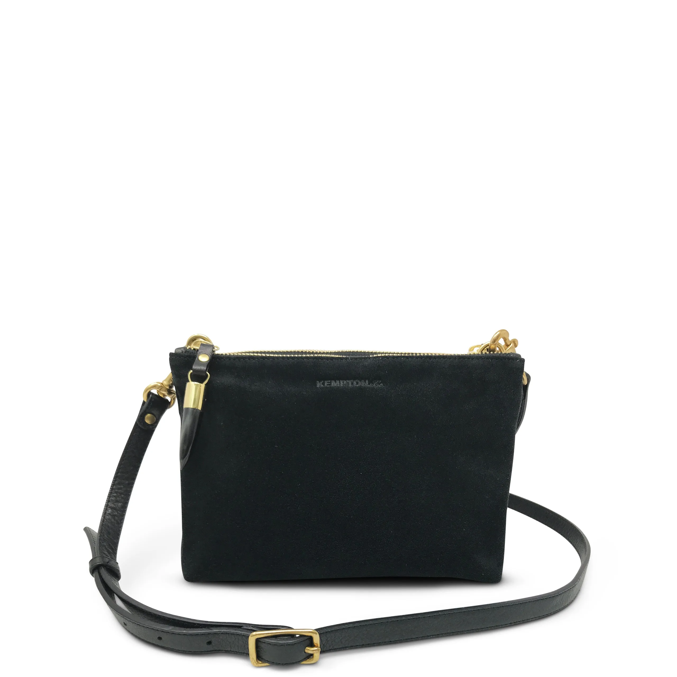 Nottingham Double Zip Crossbody - Black Suede