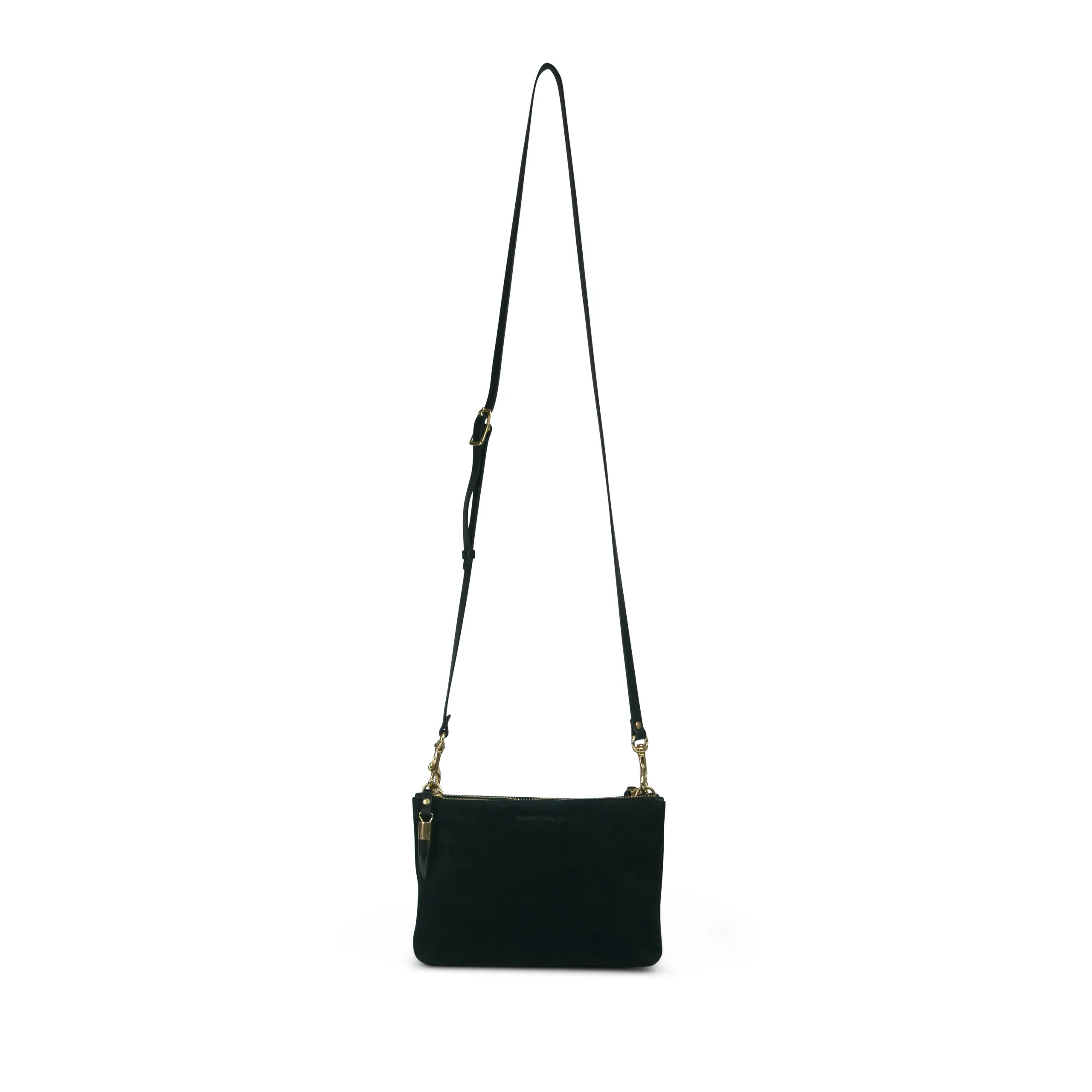Nottingham Double Zip Crossbody - Black Suede