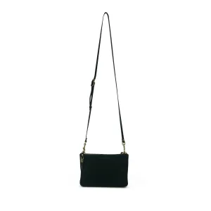 Nottingham Double Zip Crossbody - Black Suede