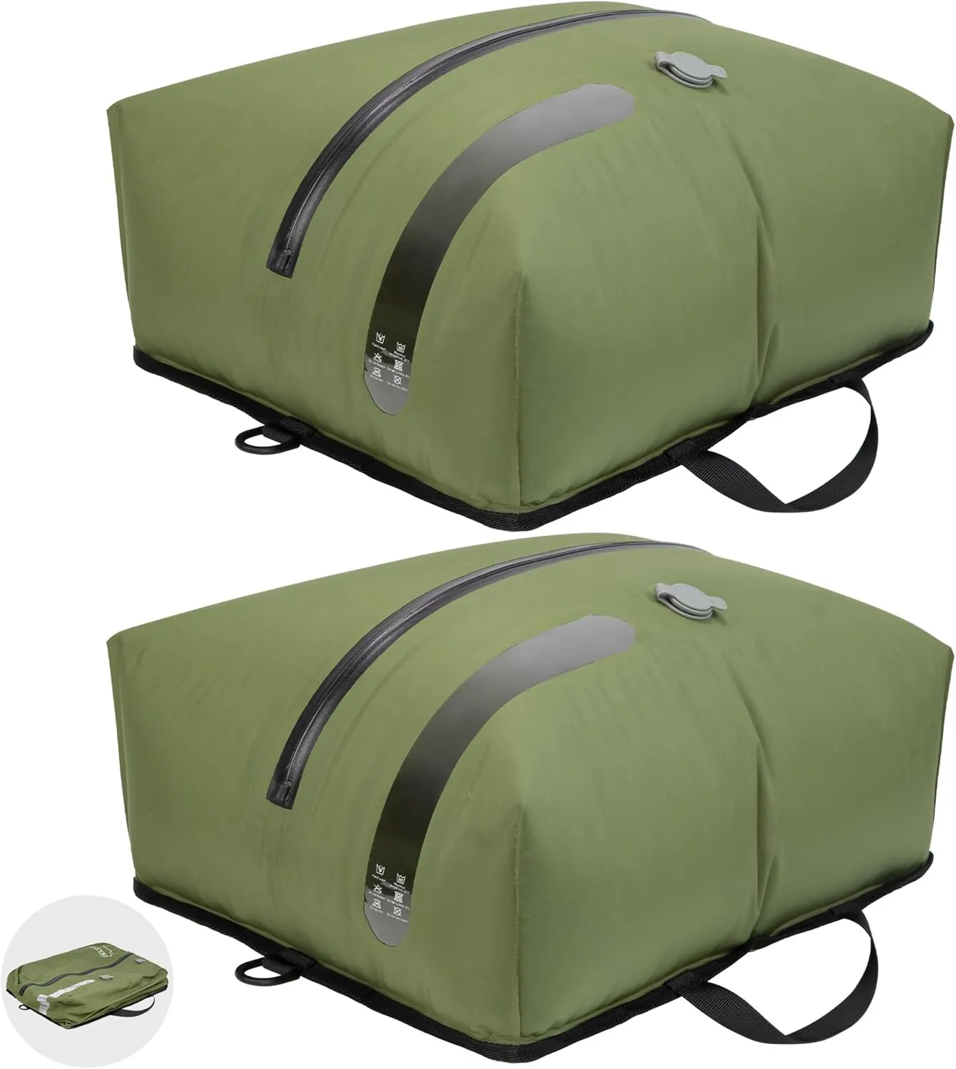 ONTYZZ Travel Vacuum Compression Bags Reusable Compression Bag with IP67 Waterproof Zipper Space Saver Vacuum Bags for Suitcase,Two Pack Green