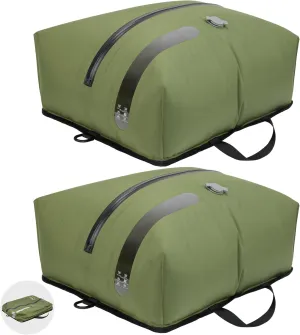 ONTYZZ Travel Vacuum Compression Bags Reusable Compression Bag with IP67 Waterproof Zipper Space Saver Vacuum Bags for Suitcase,Two Pack Green