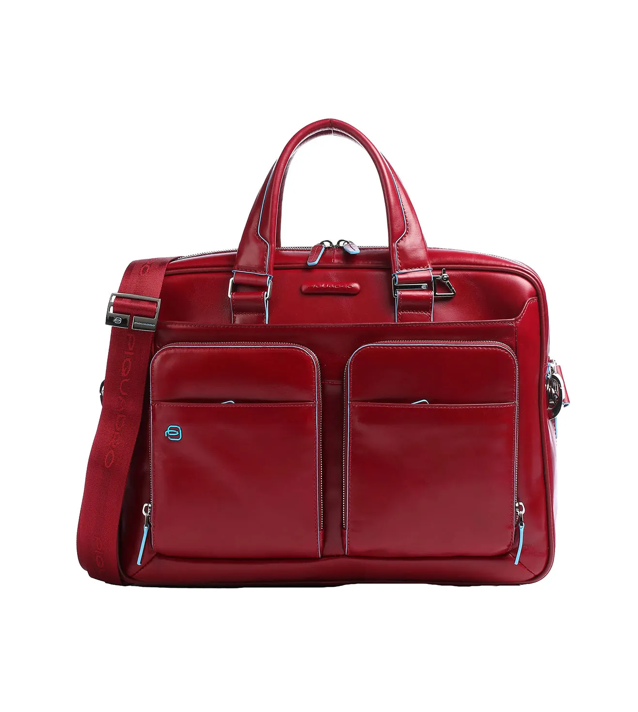 Piquadro Blue Square Unisex Red Laptop Briefcase