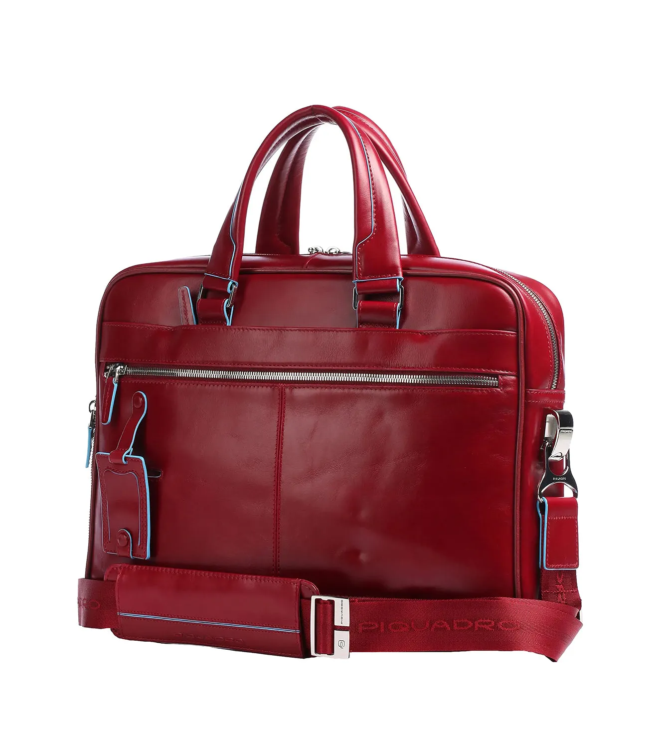 Piquadro Blue Square Unisex Red Laptop Briefcase