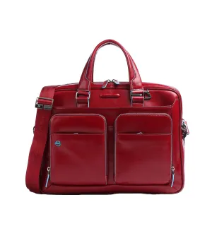 Piquadro Blue Square Unisex Red Laptop Briefcase