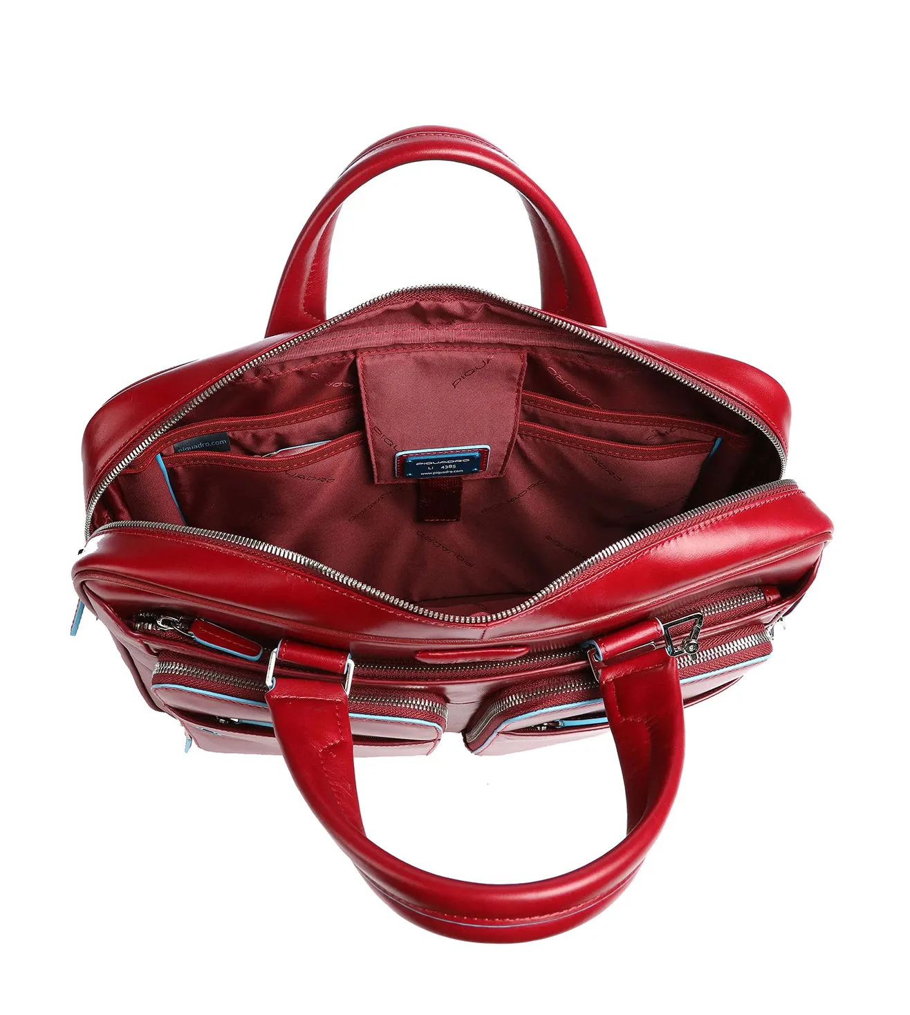 Piquadro Blue Square Unisex Red Laptop Briefcase