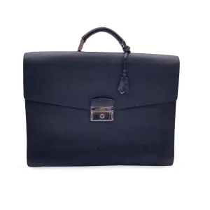 Prada Black Saffiano Leather 3 Gussets Briefcase Work Bag