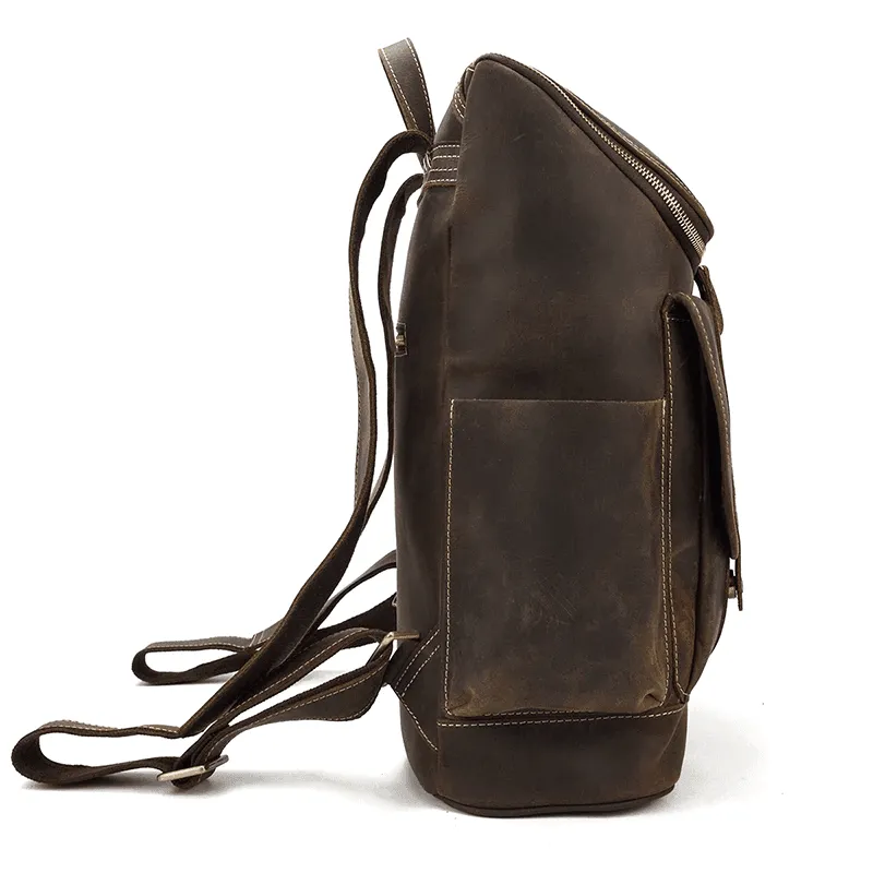 Premium Leather Backpacks 16In Laptop Daypack Travel Bag