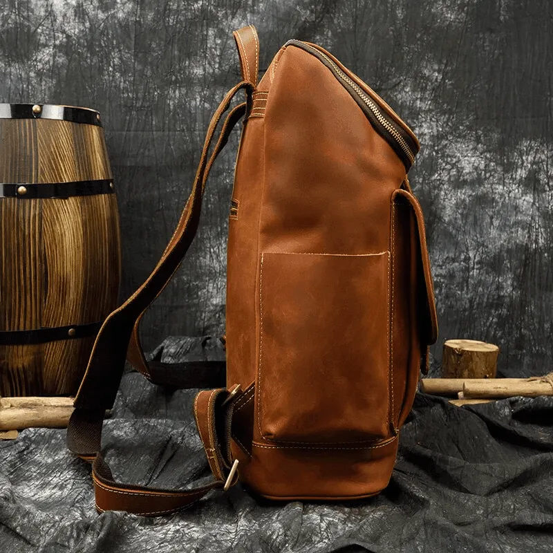 Premium Leather Backpacks 16In Laptop Daypack Travel Bag