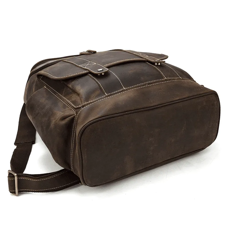 Premium Leather Backpacks 16In Laptop Daypack Travel Bag