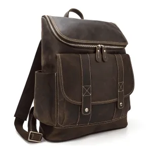 Premium Leather Backpacks 16In Laptop Daypack Travel Bag