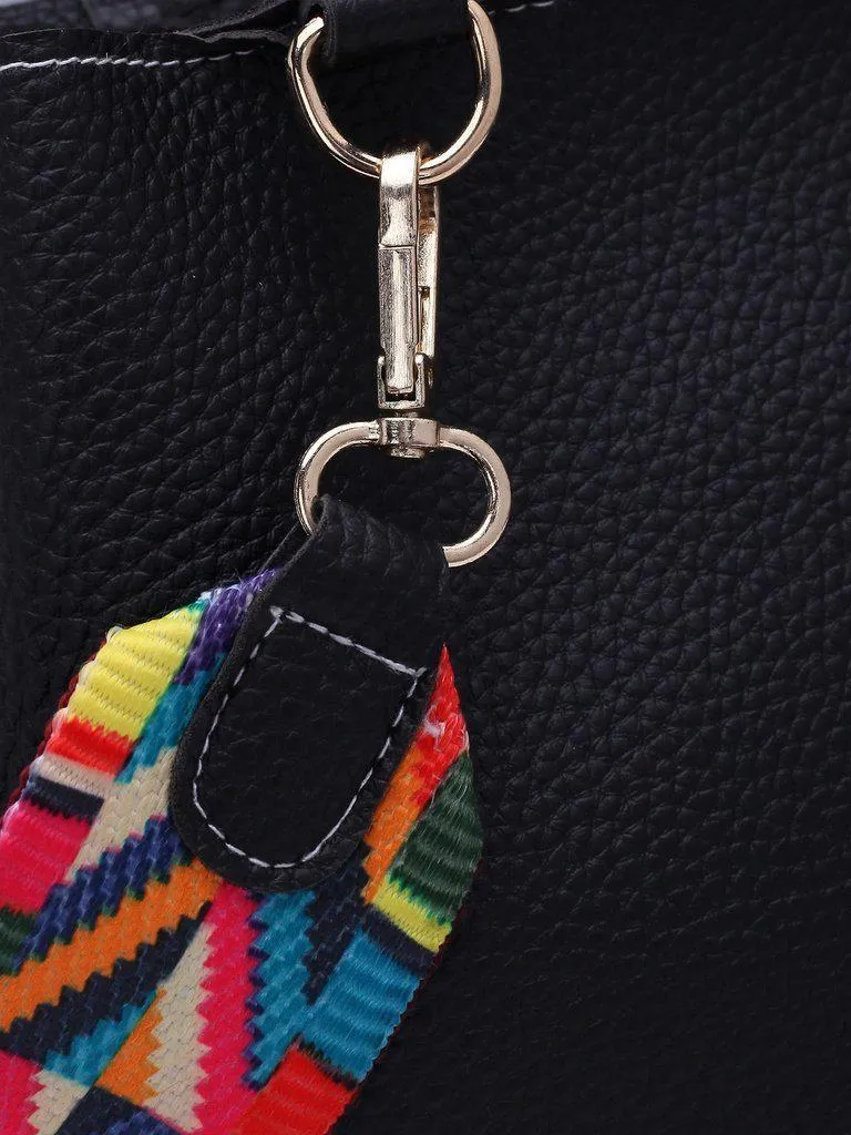 Raw Edge PU Bag With Wide Strap
