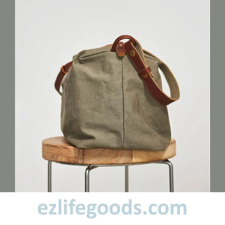 Retro Canvas Shoulder Messenger Bag, Japanese Style Crossbody Bag