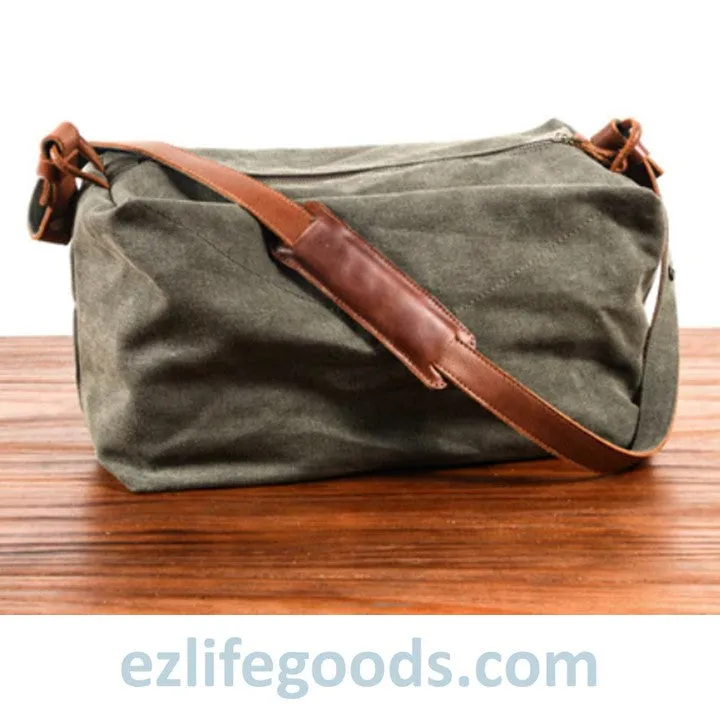 Retro Canvas Shoulder Messenger Bag, Japanese Style Crossbody Bag