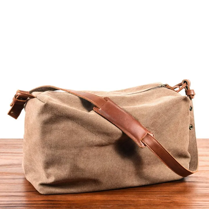 Retro Canvas Shoulder Messenger Bag, Japanese Style Crossbody Bag