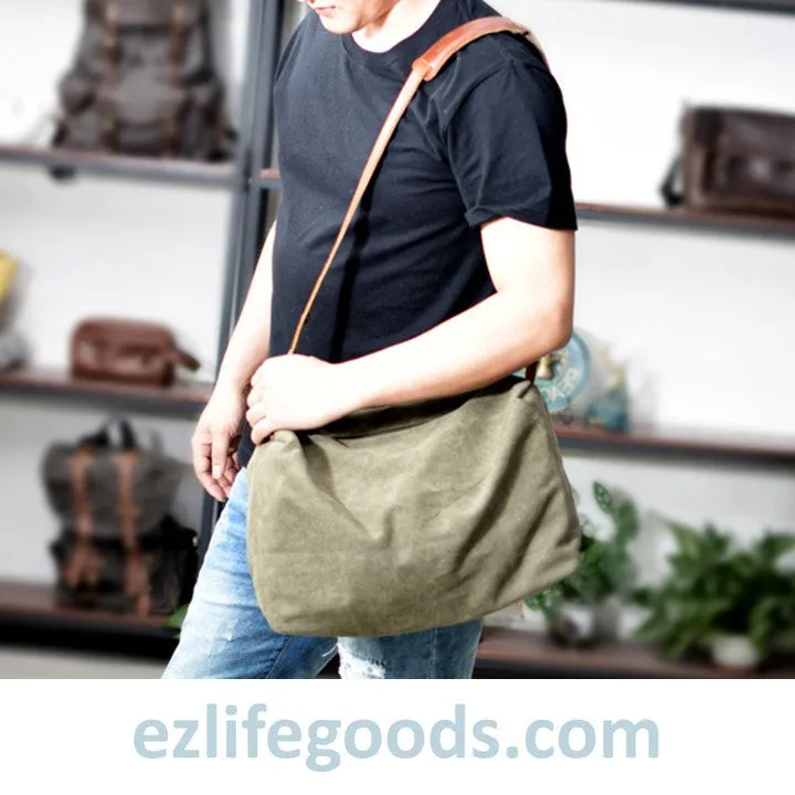 Retro Canvas Shoulder Messenger Bag, Japanese Style Crossbody Bag