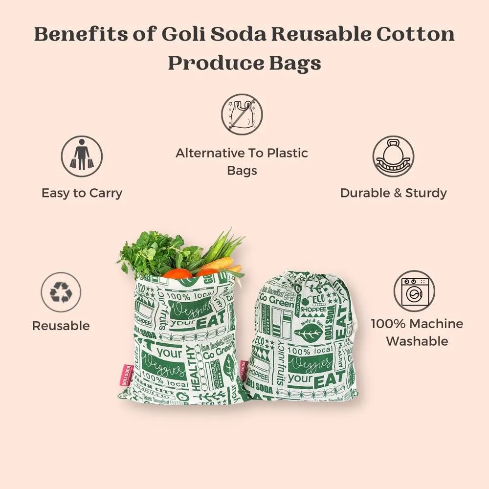 Reusable Cotton Bag for Veggies, Roti, Sprouting & Paneer- Set of 2 Small