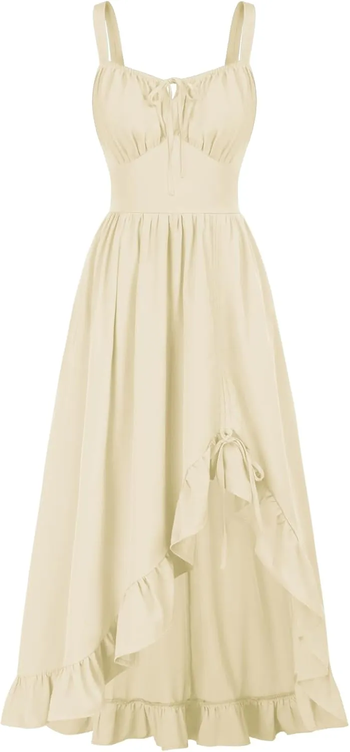 Scarlet Darkness Renaissance Dress Women Summer Sleeveless Corset Sundress with Pockets