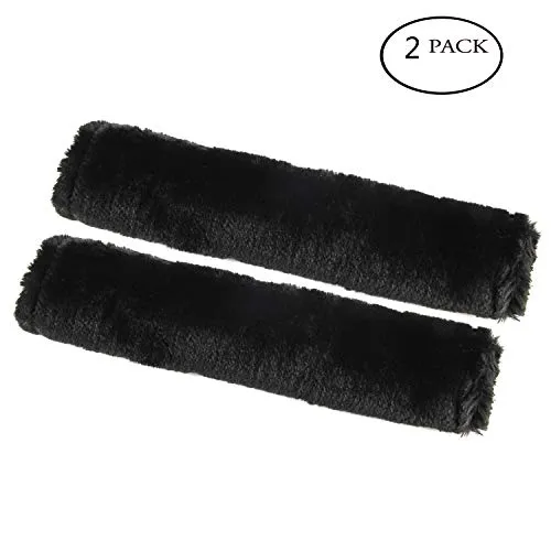 Soft Faux Sheepskin Seat Belt Shoulder Pad for a More Comfortable Driving, Compatible with Adults Youth Kids - Car, Truck, SUV, Airplane,Carmera Backpack Straps 2 Packs Black