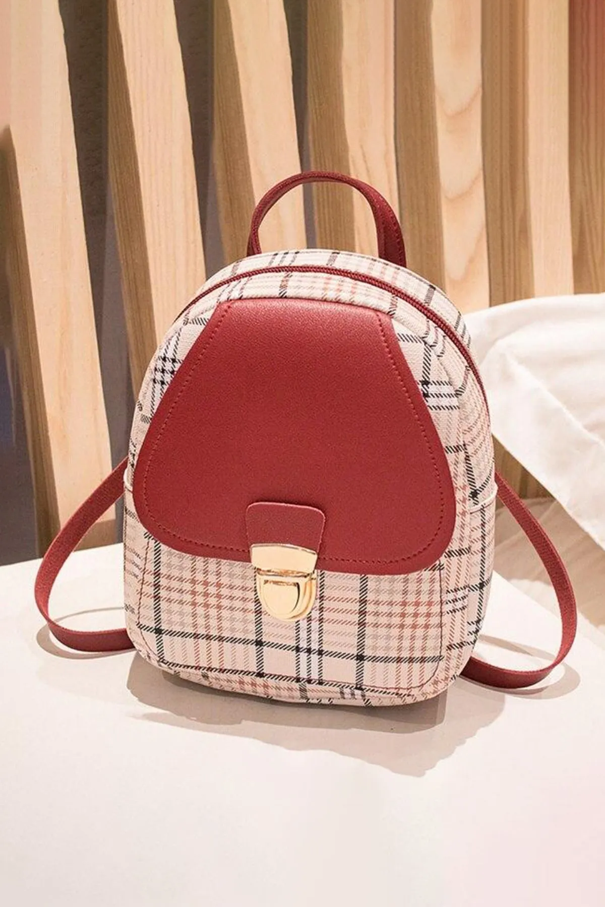 Striped Maroon Backpack - A23 - WHB0060