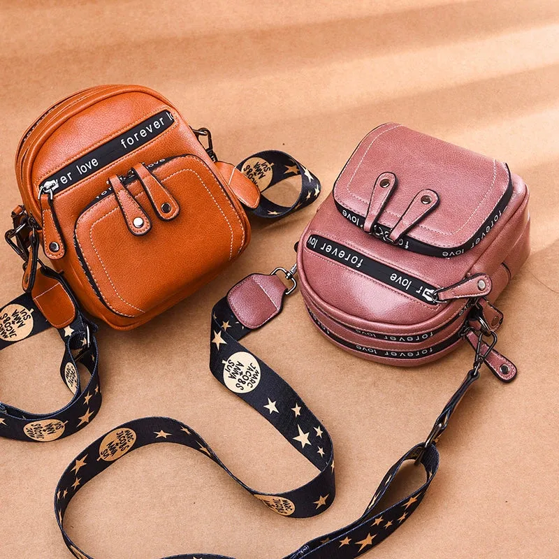 Stylish Wide Strap Fashion Soft Leather Fancy Crossbody Bag