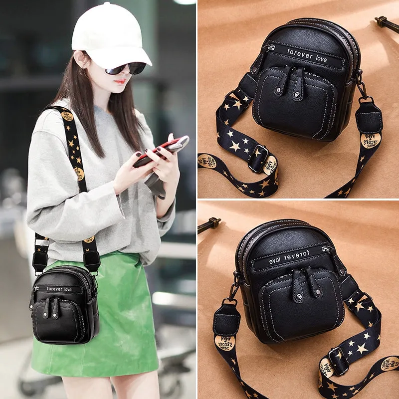 Stylish Wide Strap Fashion Soft Leather Fancy Crossbody Bag