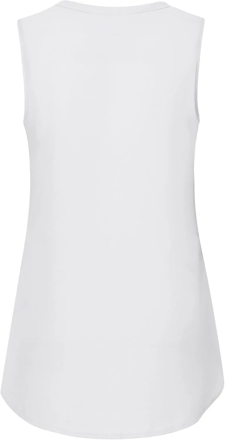 Timeson Women's Chiffon V Neck Sleeveless Blouse Tops Office Work Shirts