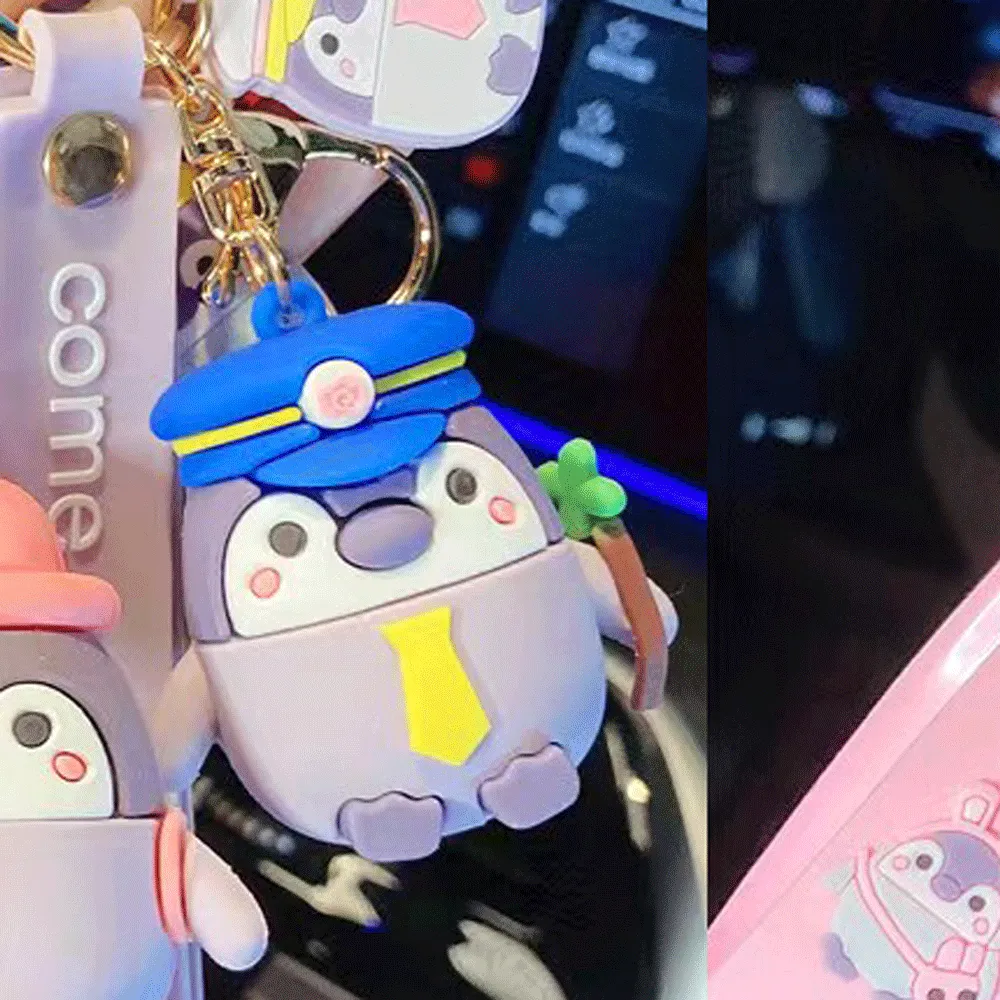 Travel with penguin keychain.