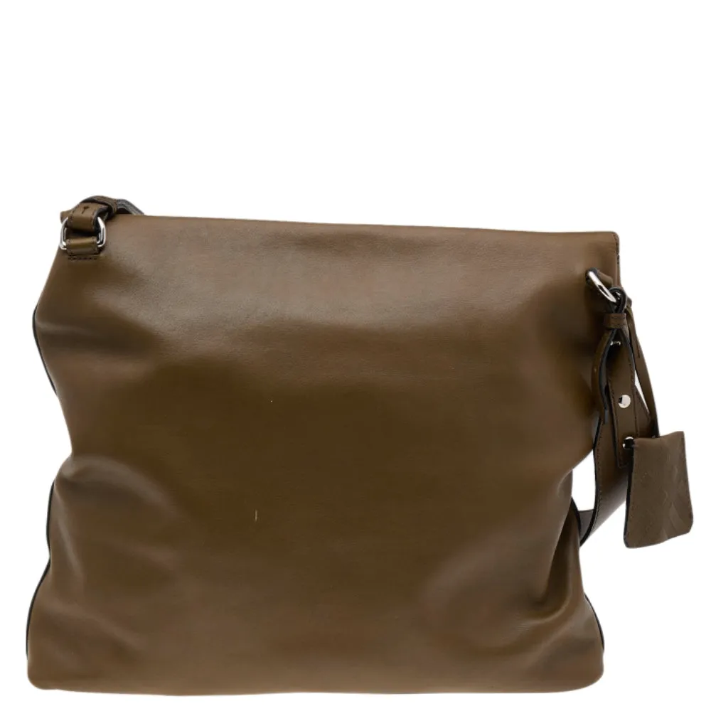 Trendy Inspired Burberry Olive Green Leather Studded Lock Messenger Bag