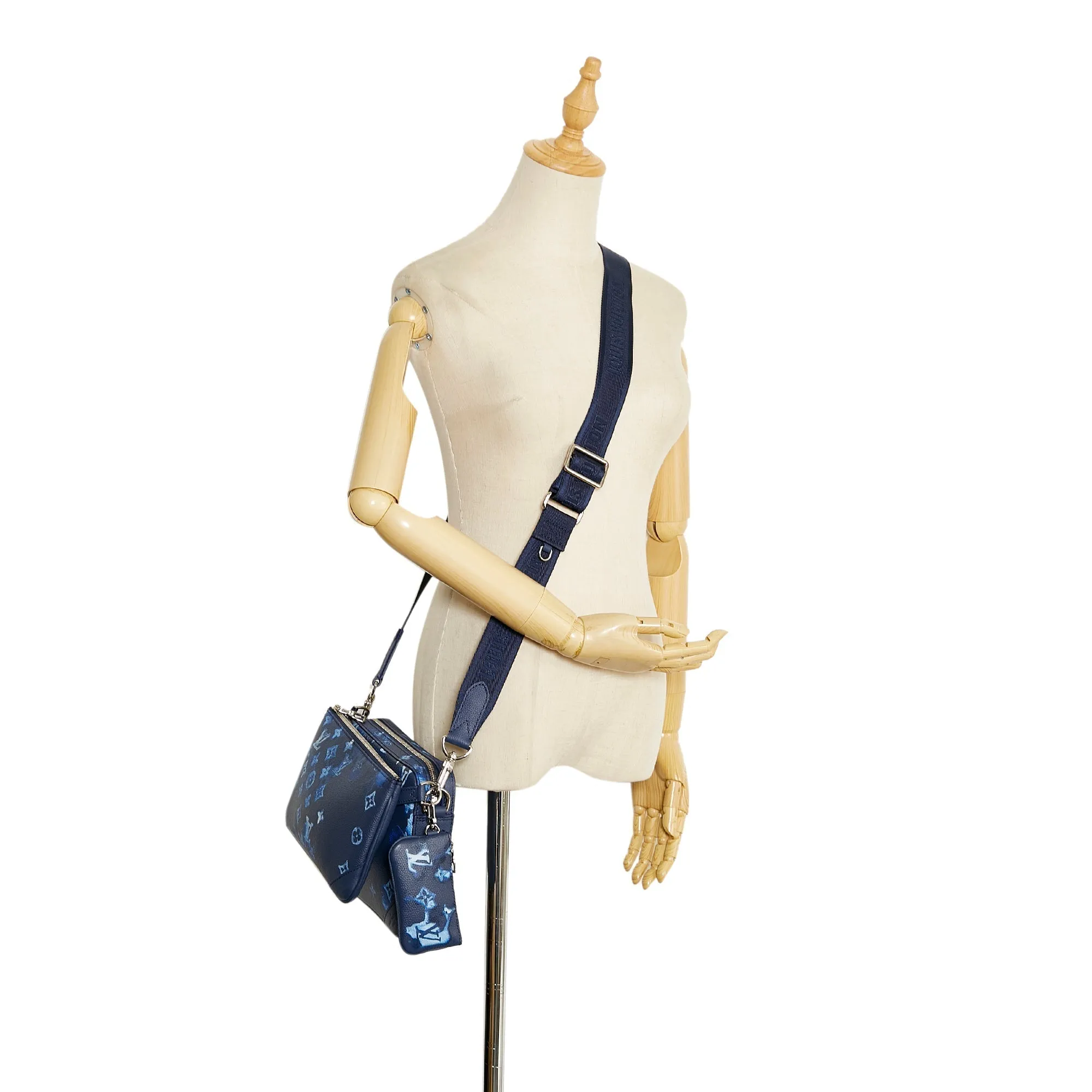 Trendy Inspired Louis Vuitton Trio Messenger Bag Blue Watercolor Ink Monogram Canvas
