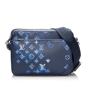 Trendy Inspired Louis Vuitton Trio Messenger Bag Blue Watercolor Ink Monogram Canvas