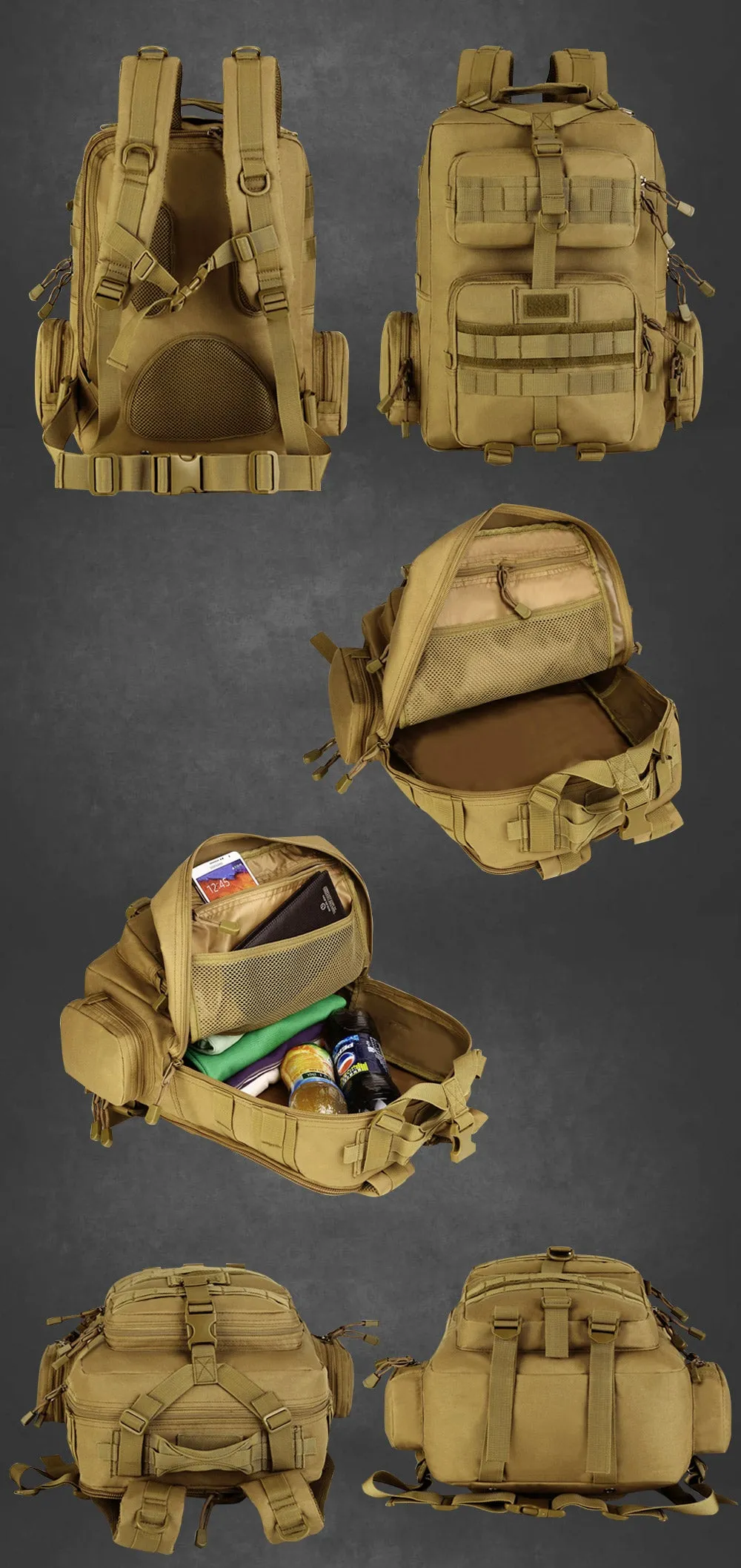 Unisex Military Outdoor Tactical MolleMilitar Rucksack Backpack
