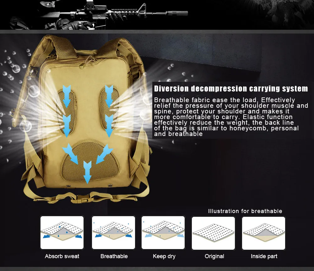 Unisex Military Outdoor Tactical MolleMilitar Rucksack Backpack