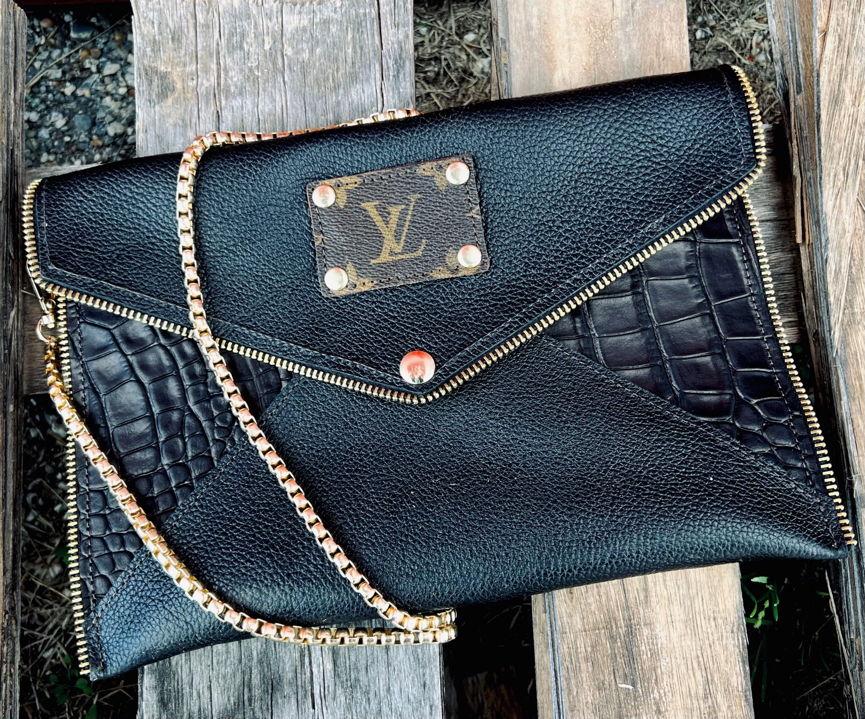 Upcycled LV Genuine Leather Cross Body CLASSIC EXOTIC