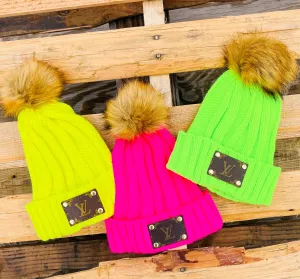 Upcycled LV Neon beanie
