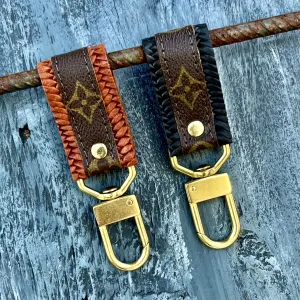 Upcycled LV Woven Genuine Leather Ginger Keychain