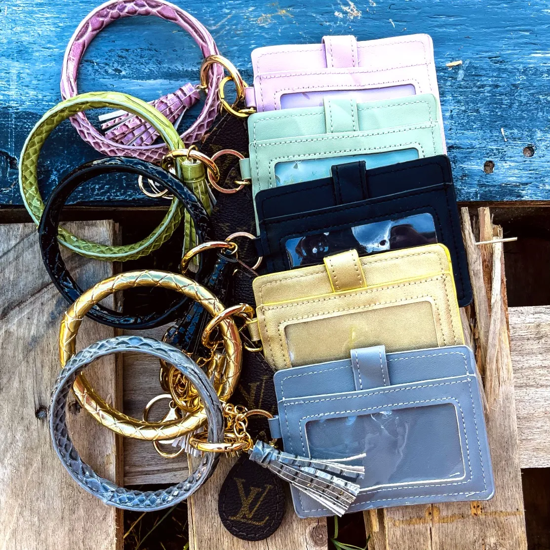 Upcycled LV Wristlet with cardslots and ID holder