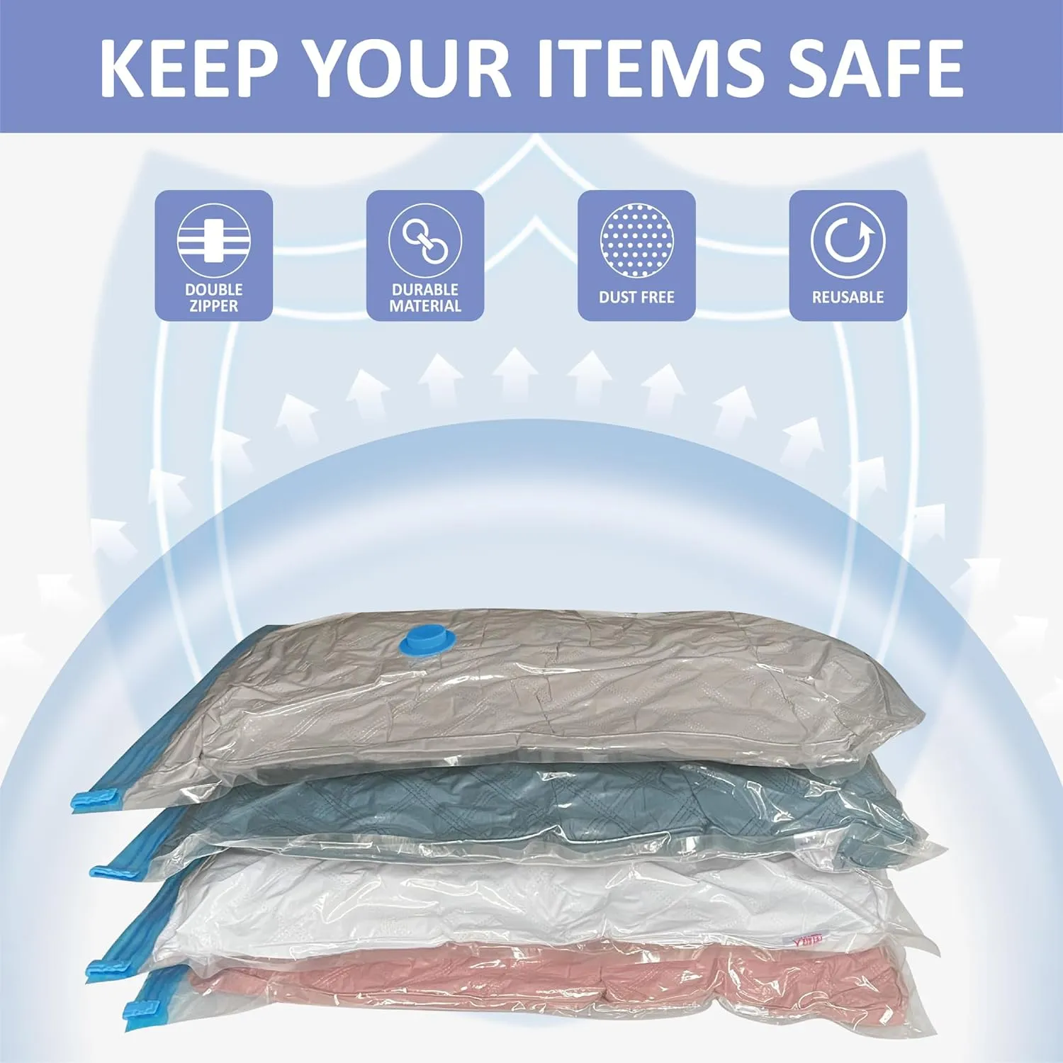 Vacuum Storage Bags with Electric Air Pump, 12 Medium (27.5x19,5in), Space Saver Bags with Pump, Storage Vacuum Sealed Bags for Clothes, Comforters, Blankets, Bedding