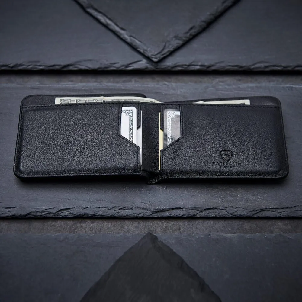 Vaultskin MANHATTAN Slim RFID Blocking Bifold Leather Wallet for Men - Minimalist Front Pocket Card Holder, Holds 9 Cards & Cash, Premium Italian Leather