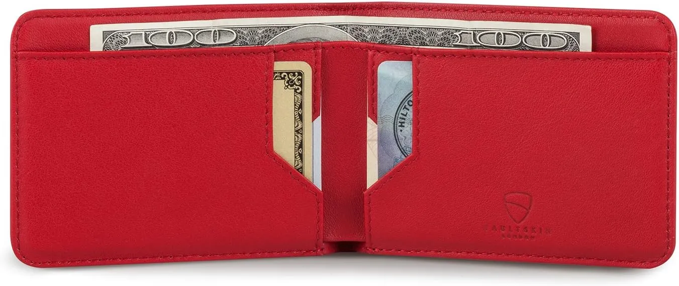 Vaultskin MANHATTAN Slim RFID Blocking Bifold Leather Wallet for Men - Minimalist Front Pocket Card Holder, Holds 9 Cards & Cash, Premium Italian Leather