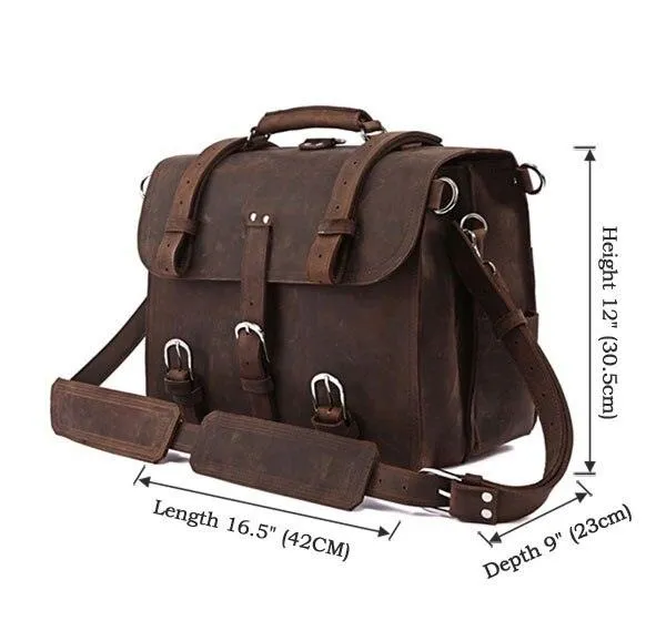 Vintage Crazy Horse Genuine Leather Business Briefcase Bag