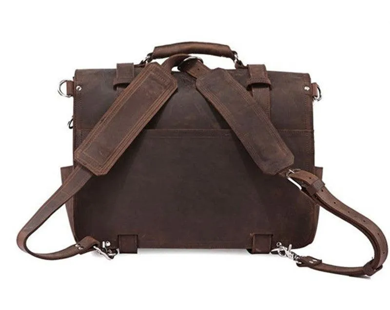 Vintage Crazy Horse Genuine Leather Business Briefcase Bag