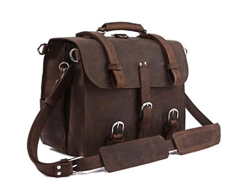 Vintage Crazy Horse Genuine Leather Business Briefcase Bag
