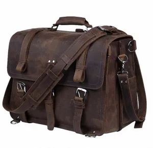 Vintage Crazy Horse Genuine Leather Business Briefcase Bag