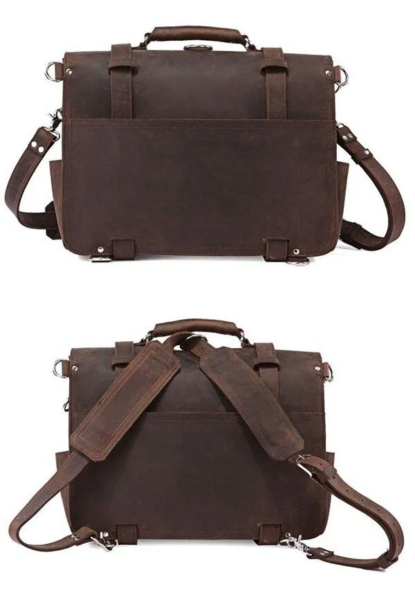 Vintage Crazy Horse Genuine Leather Business Briefcase Bag