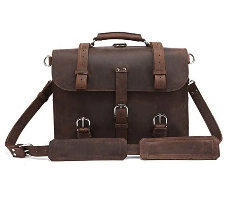 Vintage Crazy Horse Genuine Leather Business Briefcase Bag