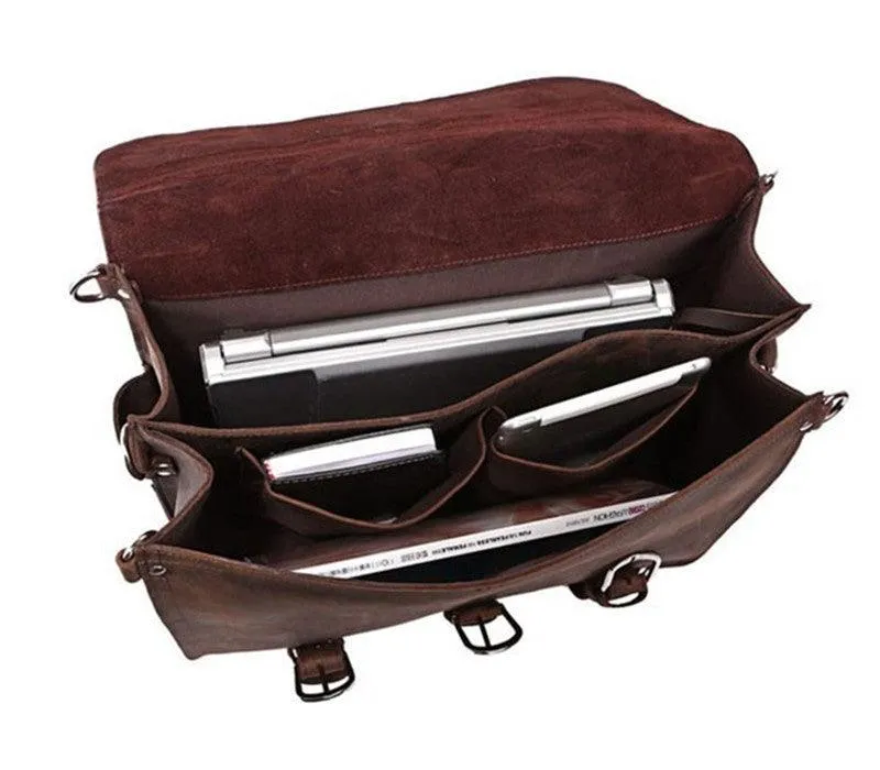 Vintage Crazy Horse Genuine Leather Business Briefcase Bag
